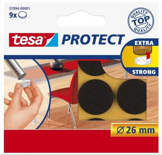 Tesa Podkładki Veltinio pagalvėlės, 26 mm skersmens, rudos, 9 vnt.