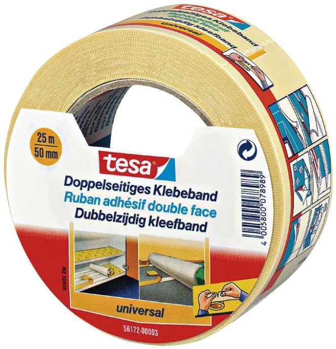 Tesa® Taśma dvipusė, universal, 25m x 50mm, beige