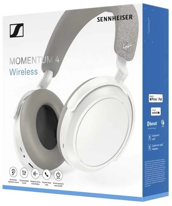 Belaidės ausinės Sennheiser Momentum Wireless 4 | ANC | Bluetooth 5.2 | Baltos