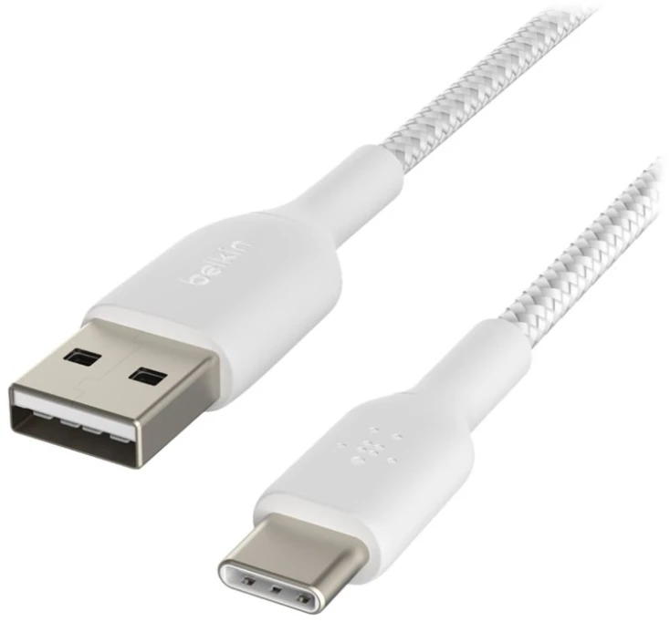 USB kabelis Belkin Boost Charge Braided USB-A to USB-C 1.0m baltas