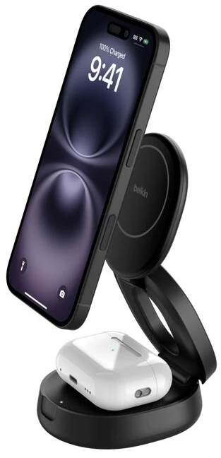 Belkin reguliuojamas „Boost Charge“ įkroviklis, 2 viename, „Channel Qi2“ akumuliatorius, WIZ035kqBK