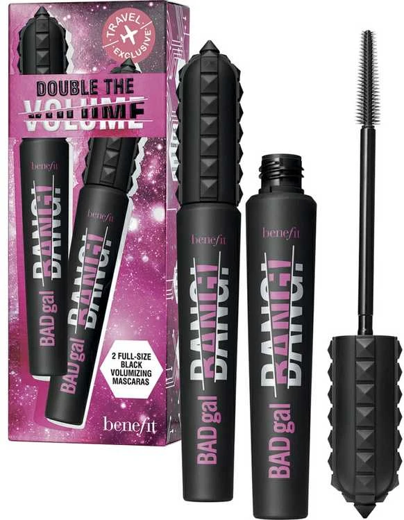 Benefit Duo Set: Badgal Bang! Volumizing Blakstienų tušas apimties suteikiantis blakstienų tušas, atspalvis: 1 Intense Pitch Juodas, 2 x 8,5g