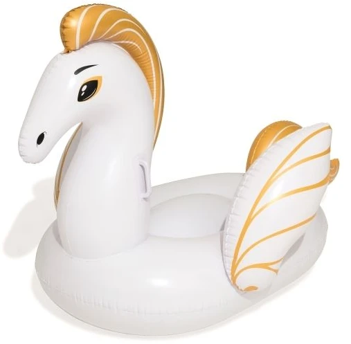 Bestway Pripučiamas plaukiojimo plaustas PEGASUS, 62.5" x 43"/1.59m x 1.09m, baltos/auksinės spalvos