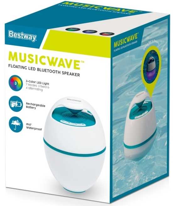Bestway plaukiojantis MusicWave™ garsiakalbis su Bluetooth ir 58700 LED lempute