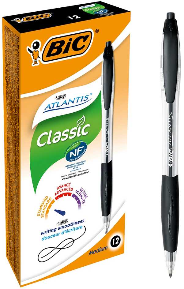 BIC Atlantis pieštukas, juodas, 12 vnt.
