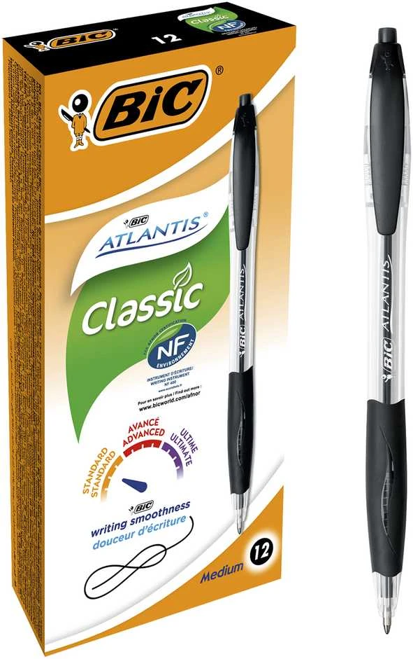 Bic Tušinukas Atlantis Classic 1.0 mm, juodas, pakuotėje 12 vnt. 136717