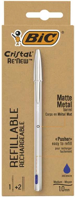 Bic Cristal Re’new metalinis tušinukas pakuotėje