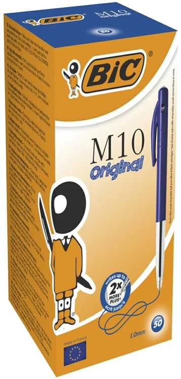 BIC M10 clic, Clip, Užsegamas ištraukiamas tušinukas, Mėlynas, 50 vnt., Vidutinis