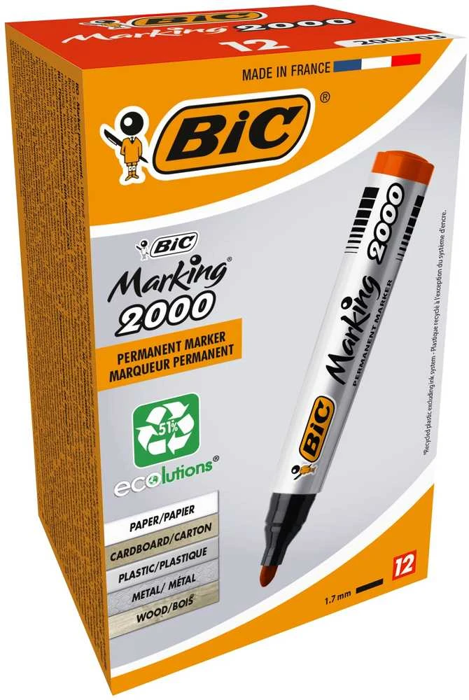 Bic Permanentinis žymeklis Eco 2000 2-5 mm, raudonas, pakuotėje 12 vnt. 000033
