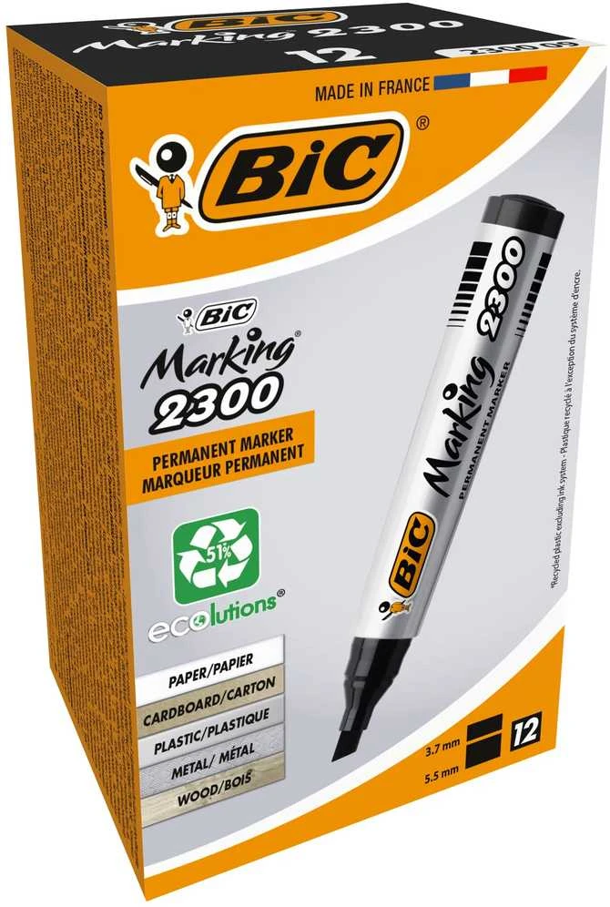 Bic Permanentinis žymeklis Eco 2300 4-5 mm, juodas, pakuotėje 12 vnt. 300096