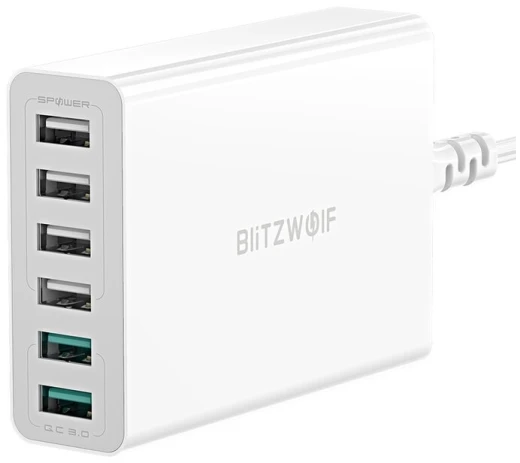 Blitzwolf BW-S15 įkroviklis 6x USB, QC 3.0, 60 W (baltas)