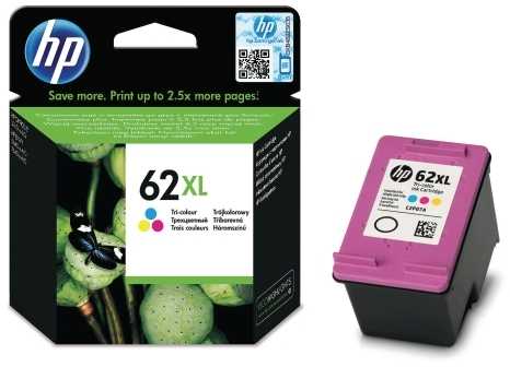 Hewlett Packard (HP) HP 62XL didelio našumo trispalvė rašalo kasetė, 415 puslapių, skirta HP ENVY 5540,5640,7640, Officejet 5740