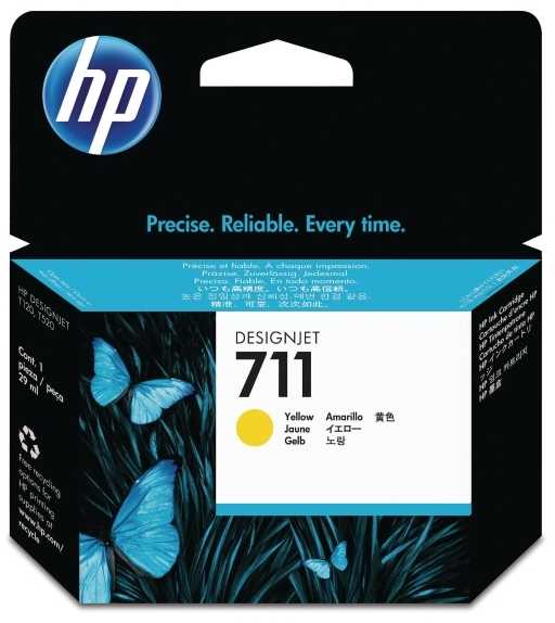Hewlett Packard (HP) HP 711 Geltona rašalo kasetė, 29 ml, skirta HP DesignJet T120, T520