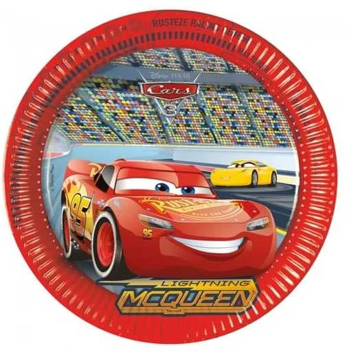 Globos Europe Bv PROCOS Popierinės lėkštės Cars 3, 23cm, 8 vnt (be plastiko)