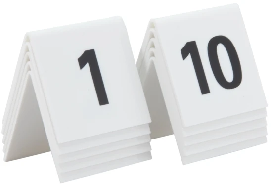 Securit Bordskilt nr 1-10 5x4x5 cm Akryl Hvid,10 stk/ps - (10 stk.)