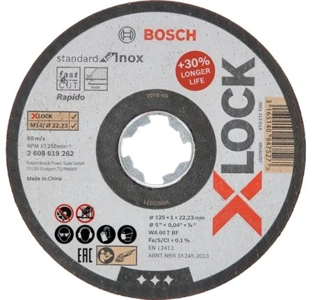 Bosch X-LOCK Standartinis Inox 125 × 1 × 22,23 mm