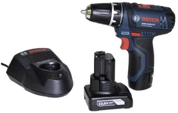  Akumuliatorinis gręžtuvas-suktuvas Bosch GSR 12V-15, 1x2.0Ah, 1x4.0Ah + 39 priedai