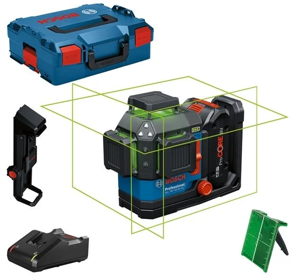 Bosch GLL 18V-120-33 CG linijinis lazerinis nivelyras 3x360° + ProCORE18V 4.0Ah baterija + L-BOXX