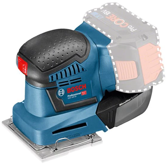 Bosch Akumuliatorinis vibracinis šlifuoklis GSS 18V-10, be akumuliatoriaus ir kroviklio