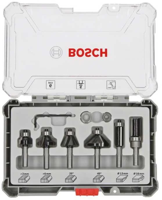 Bosch Apdailai ir kraštų apipjaustymui skirtų frezų rinkinys, 6 vnt. 6mm