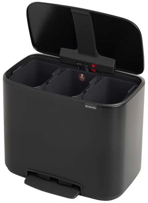 Brabantia Šiukšlių dėžė su pedalu, Bo 3x11L - Platinum