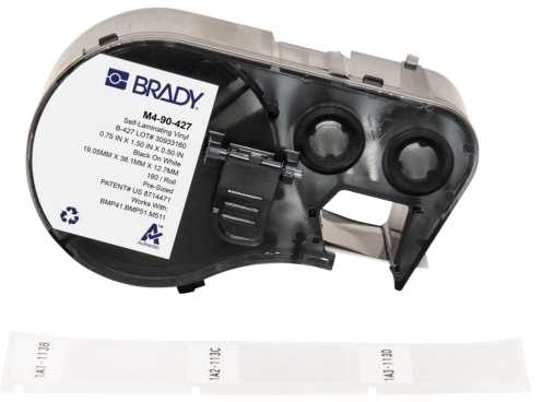 Brady Brady M4-90-427 etiketės spausdinimui Juoda, Balta Lipnios etiketės spausdinimui
