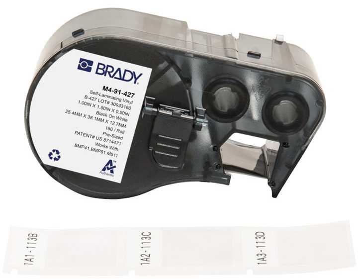 Brady M4-91-427 Etiketės spausdinimui Juodos, baltos Lipnios etiketės spausdinimui