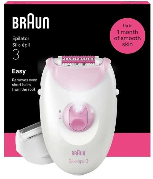 Braun Silk·épil 3 epiliatorius su laidu, rožinis