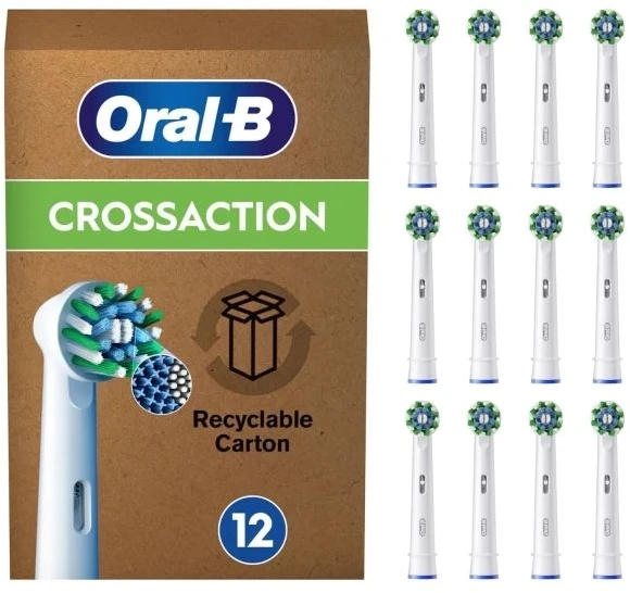 Braun Oral-B Pro Cross Action x12 Dantų šepetėlio galvutės, Balta