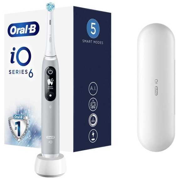 Elektrinis dantų šepetėlis Braun iOM6.1A6.1K Oral-B iO6, pilkos spalvos