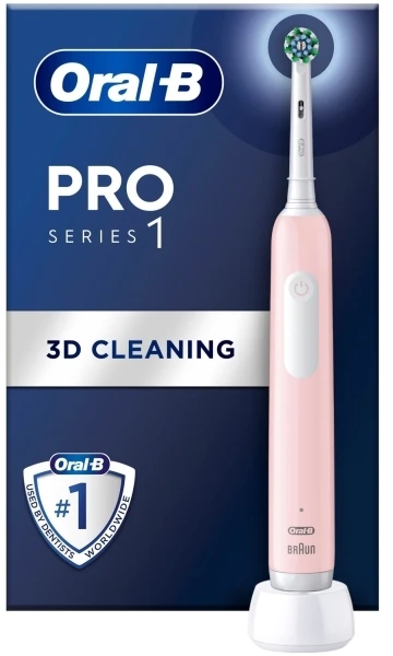 Braun „Oral-B Pro Series 1“, Suaugusiesiems, Besisukantis-vibruojantis dantų šepetėlis, Kasdienė priežiūra, Jautriems dantims, Balinimas, 20 000 judesių per minutę, Rožinė, 8800 judesių per minutę