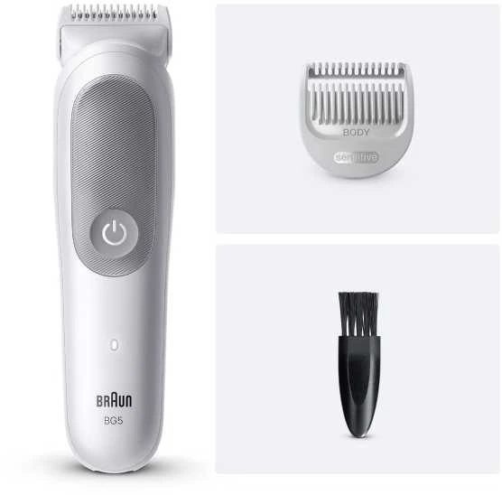 Braun kūno kirpimo įrankis 5 serija + 2 priežiūros įrankiai – pilkas