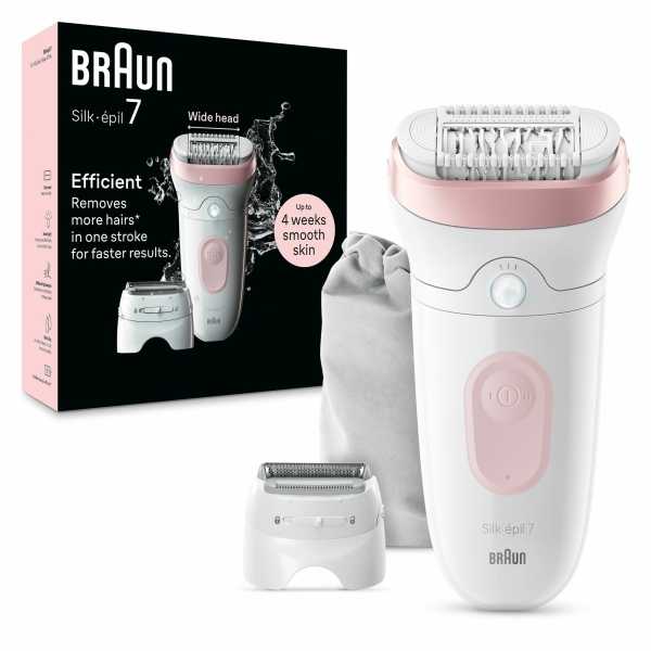 Braun epiliatorius | SE7030 Silk-épil Series 7 | Veikimo laikas (maks.) 40 min. | Galios lygių skaičius 2 | Drėgnai ir sausai | Baltas/Rožinė