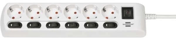 Brennenstuhl Socket Line 6 kartus 2m įsk. Jungiklis