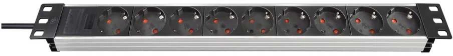 Brennenstuhl Alu-Line, 9xCEE 7/4 socket, 1xCEE 7/7 connection, 19 "1U, 2m cable, juodas / sidabrinis 1390007009 / GT-651