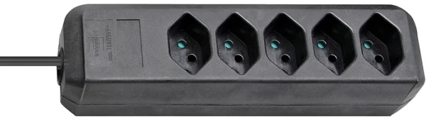 Brennenstuhl ECO-LINE Juodas LIZDAS SU 5 LIZDŲ 2 M.