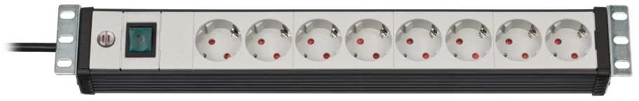 Brennenstuhl 19 "1.5", 8xCEE 7/4, 1xCEE 7/7, pet-protected connectors, 3m cable, sidabrinis / juodas 1156057018 / GT-663
