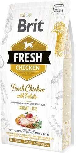 Brit Fresh Dog su vištiena ir bulvėmis Adult 2,5kg