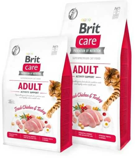 Brit Care Cat GF Adult Activity Support (šviežia vištiena ir Turkija) 2kg