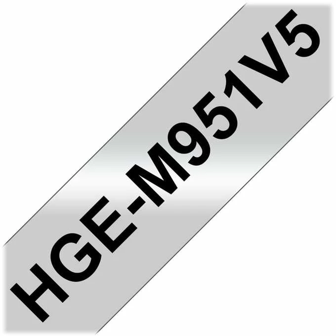BROTHER HGEM951V5 24MM Juodas ON Matinis Sidabrinis - 5 PACK