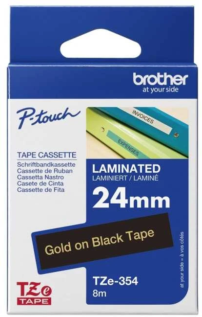 BROTHER TZE354 24 GOLD ON Juodas