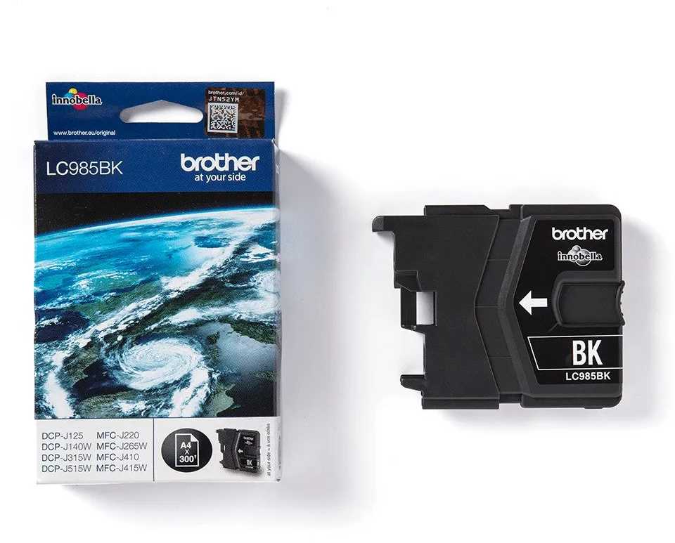Tusz Brother Brother LC985BK - Juoda - originali - blisterinė pakuotė su akustiniu/elektromagnetiniu signalu - rašalo kasetė - skirta Brother DCP-J125, DCP-J140, DCP-J315, DCP-J515, MFC-J220, MFC-J265, MFC-J410, MFC-J415