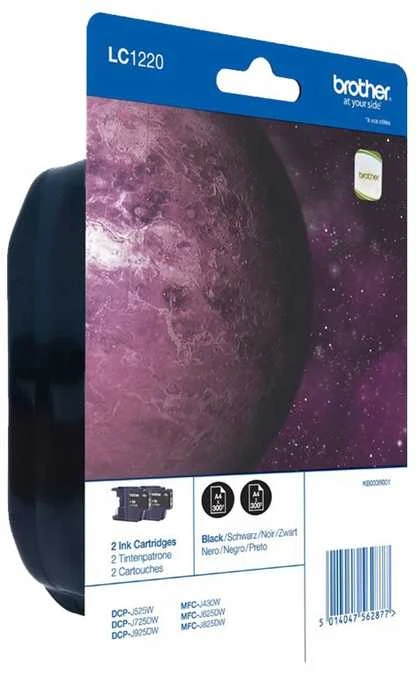 Brother LC1220BKBP2 rašalo kasetė, 2 vnt., originali, juoda