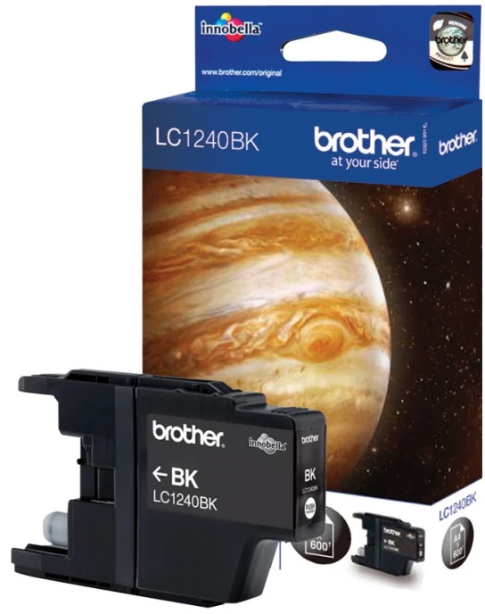 Brother LC1240BK, Juoda, 1 vnt., 600 puslapių, Vienkartinė pakuotė