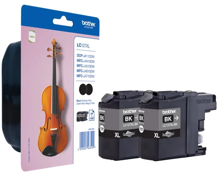 Brother LC-127XLBKBP2 rašalo kasetė Originalus Juoda Sudėtinė pakuotė 2 vnt