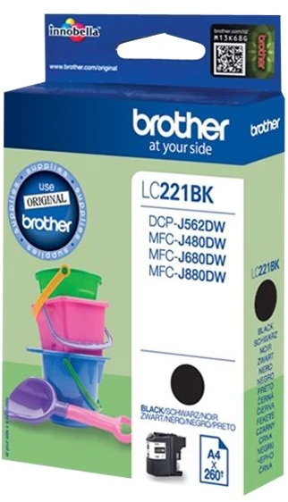 Brother LC-221BK rašalo kasetė Originalus Juoda 1 vnt