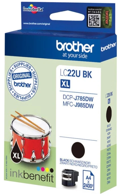 Brother LC-22UBK rašalo kasetė, Juodas