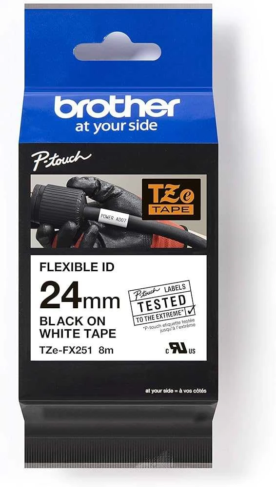 BROTHER TZEFX251 24 Juodas ON Baltas FLEX