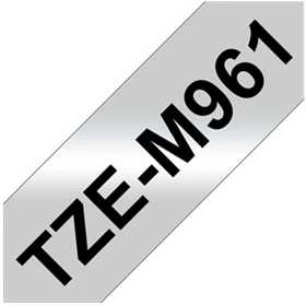 Brother TZe-M961 Metallic Matt Laminated Tape Juodas on Sidabrinis, TZe, 8 m, 3.6 cm