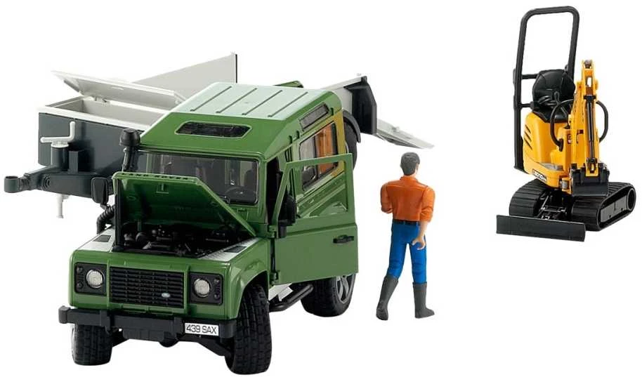 BRUDER sunkvežimis Land Rover ir eskavatorius su darbuotoju, 2593